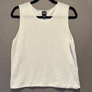 Eileen Fisher White Sleeveless Knit Top